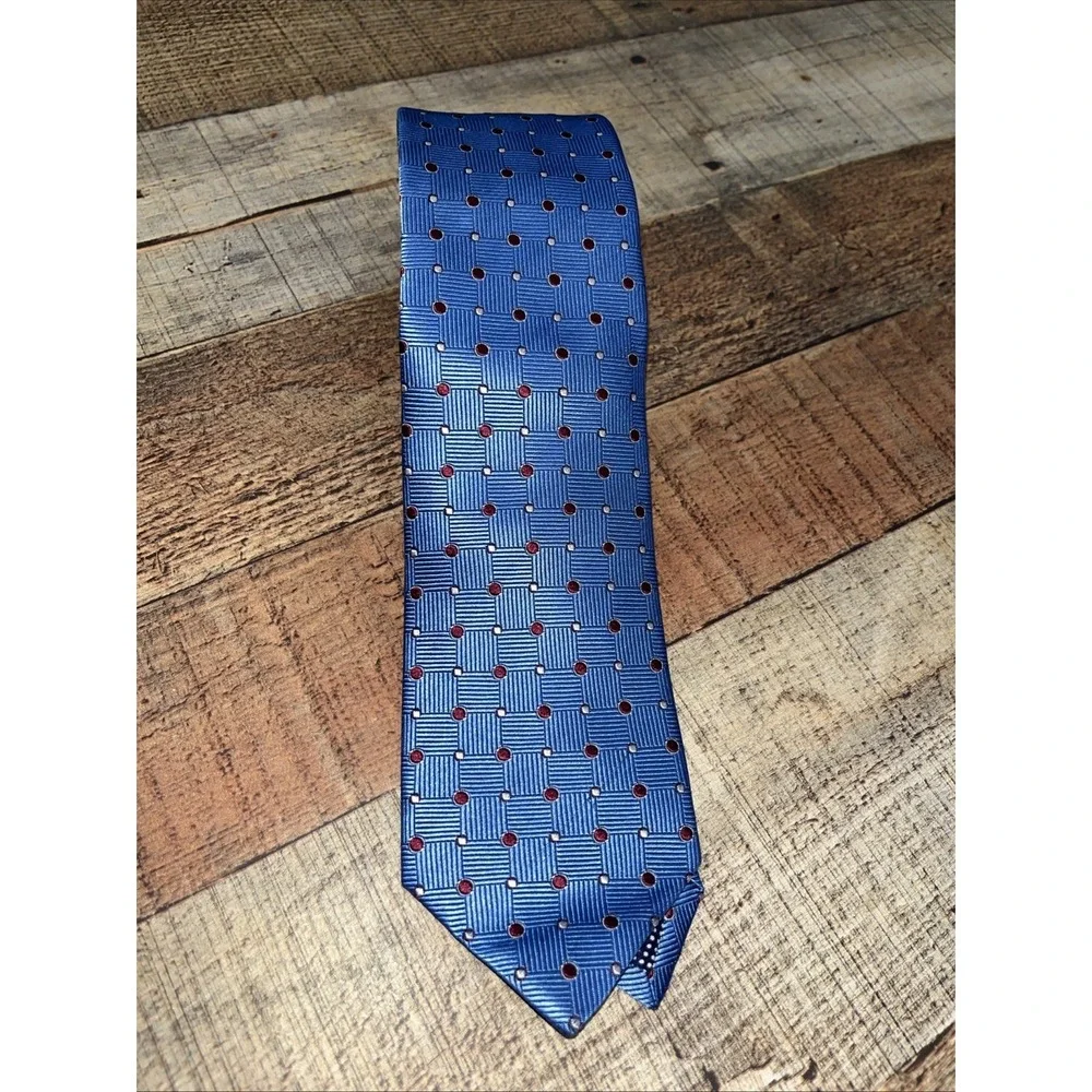 ETON Necktie Blue Red Polka Dot Silk